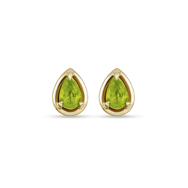 Stone and Strand 14K Yellow Gold Birthstone Pear Bonbon Studs with Peridot Front Image