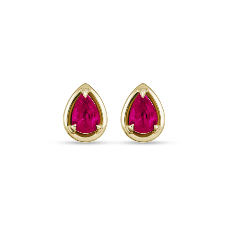 Stone and Strand 14K Yellow Gold Birthstone Pear Bonbon Studs with Pink Topaz Front Image