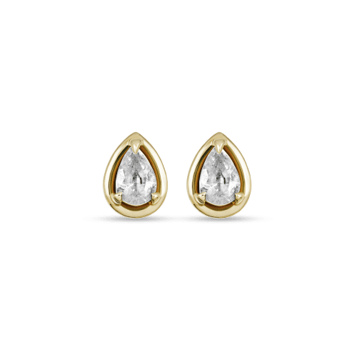 Stone and Strand 14K Yellow Gold Birthstone Pear Bonbon Studs with White Topaz Front Image