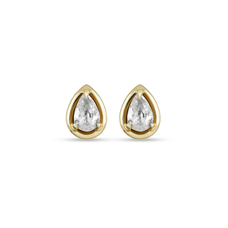 Stone and Strand 14K Yellow Gold Birthstone Pear Bonbon Studs with White Topaz Front Image