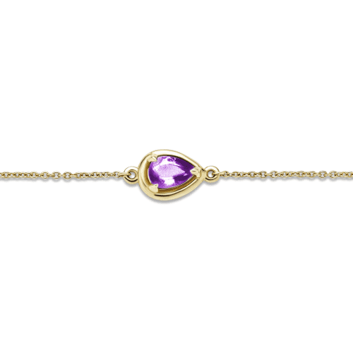 Stone and Strand 14K Yellow Gold Birthstone Pear Cut Bonbon Bracelet with Amethyst Close Up Image