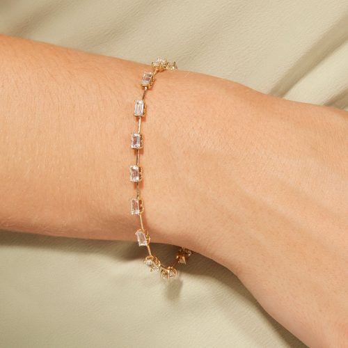 CANDYLAND WHITE TOPAZ TENNIS BRACELET ON BODY