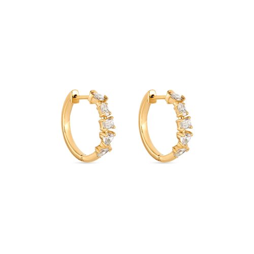 Stone and Strand 14K Yellow Gold Carnival Lab-Created Diamond Hoops Side Image