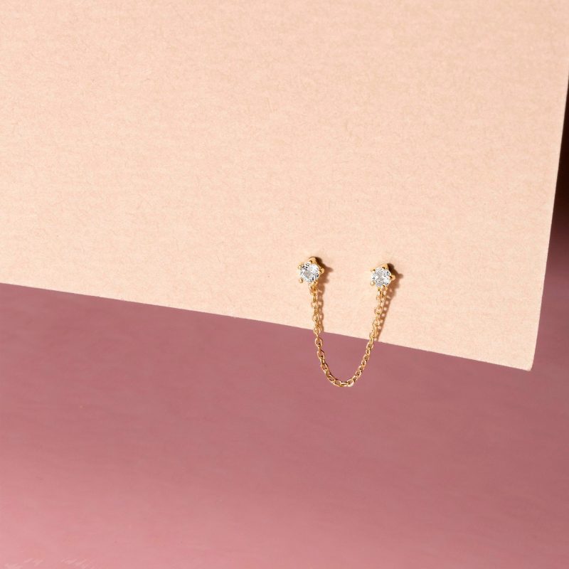 CHAINED TOPAZ DOUBLE EARRING EDITORIAL