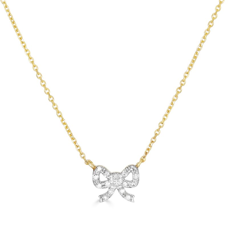 DAINTY DIAMOND BOW NECKLACE FRONT