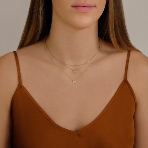 DAINTY DIAMOND BOW NECKLACE WEAR IT WITH