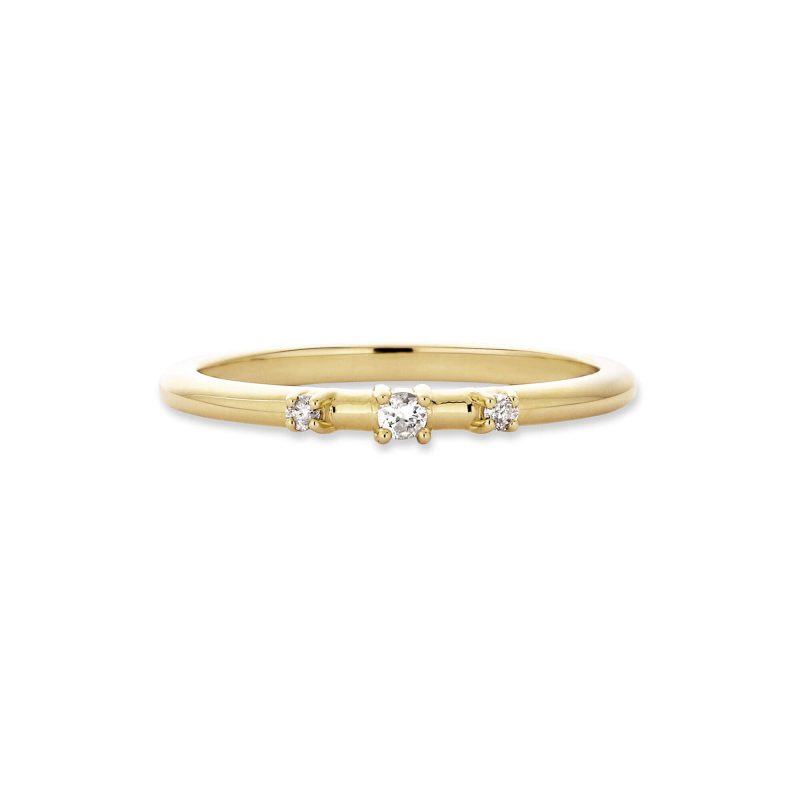 Stone and Strand 14K Yellow Gold Dainty Diamond Trio Ring Front Image