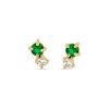 Stone and Strand 14K Yellow Gold Second Hole Green Goddess Diamond and Emerald Buddy Studs Front Image