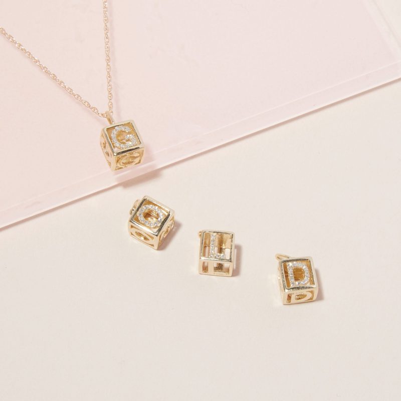 DIAMOND BABY BLOCK NECKLACE EDITORIAL