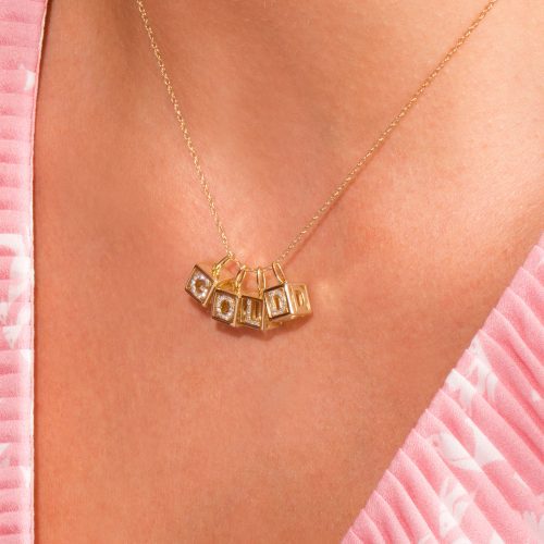 DIAMOND BABY BLOCK NECKLACE ON BODY COLLECTION