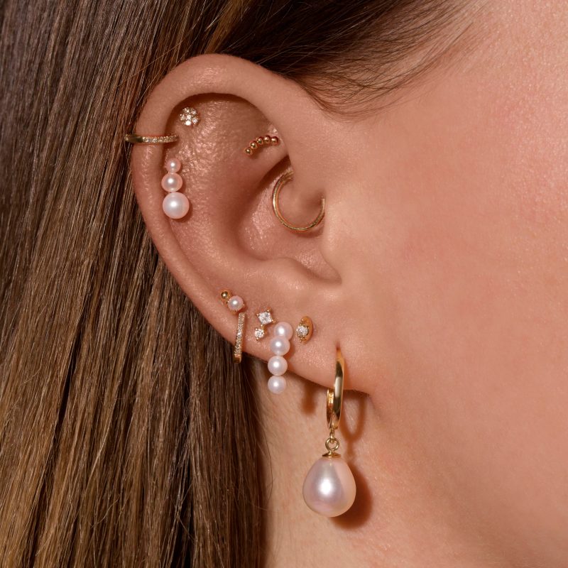 DIAMOND BEAD PIERCING EARRING WEAR IT WITH