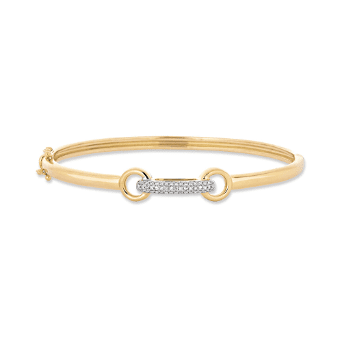 Stone and Strand 14K Yellow Gold Diamond Bridle Bangle Front Image