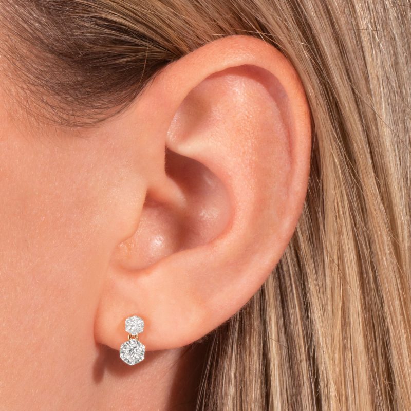 DIAMOND BURST DANGLE EARRINGS ON BODY