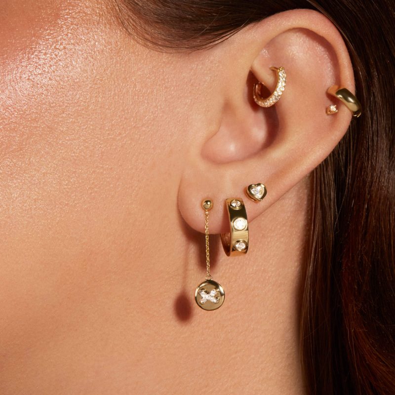 DIAMOND BUTTON DROP EARRINGS WEAR IT WITH