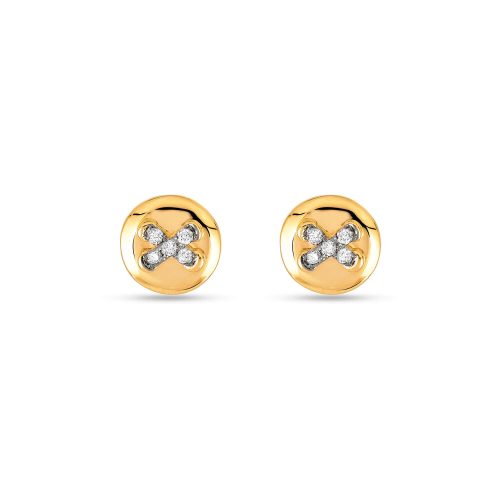 Stone and Strand 14K Yellow Gold Diamond Button Studs Front Image