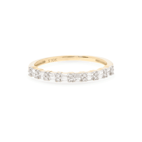 Stone and Strand 10K Yellow Gold Diamond Code Ring Front Image