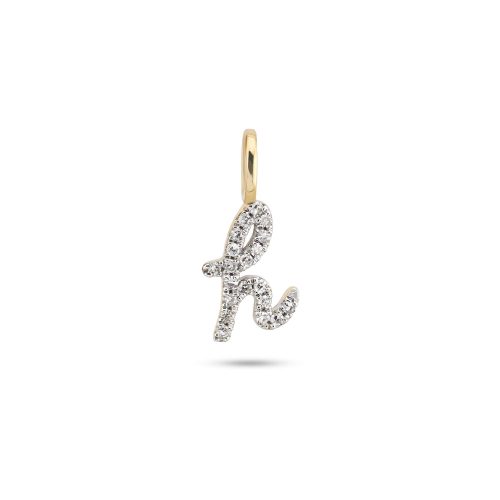 Stone and Strand 14K Yellow Gold Diamond Cursive Initial Charm Front Image