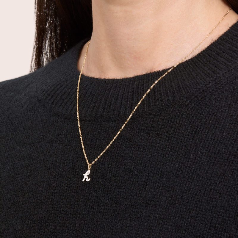 DIAMOND CURSIVE INITIAL NECKLACE ON BODY