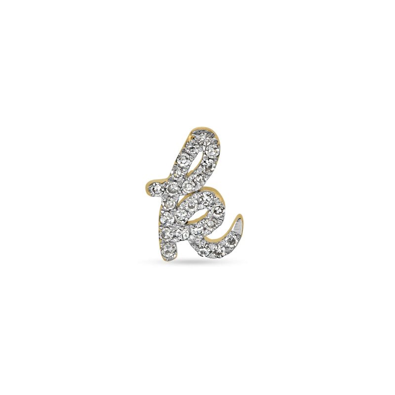 Stone and Strand 14K Yellow Gold Diamond Cursive Initial Stud Front Image