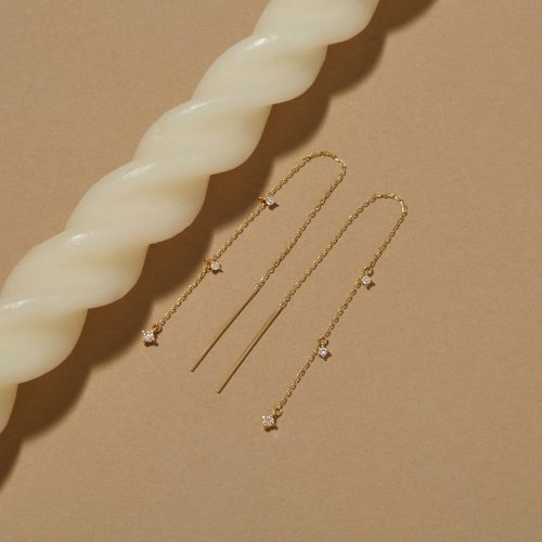 DIAMOND DRIZZLE THREADER EARRINGS EDITORIAL