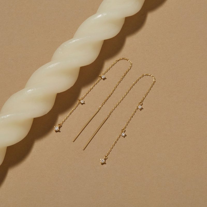 DIAMOND DRIZZLE THREADER EARRINGS EDITORIAL