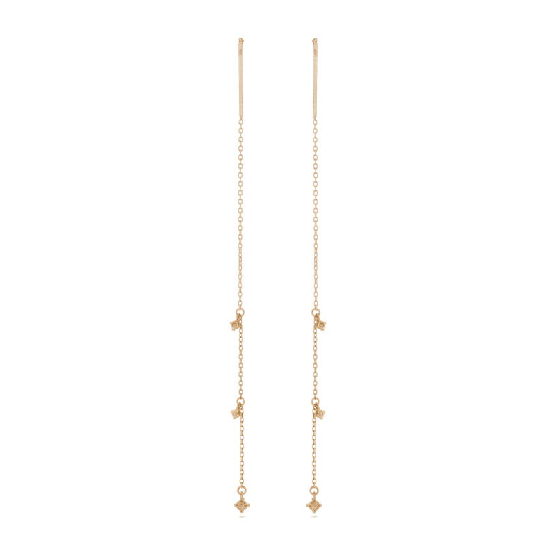 DIAMOND DRIZZLE THREADER EARRINGS REAR