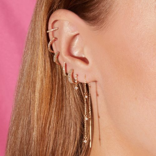 DIAMOND DRIZZLE THREADER EARRINGS WEAR IT WITH