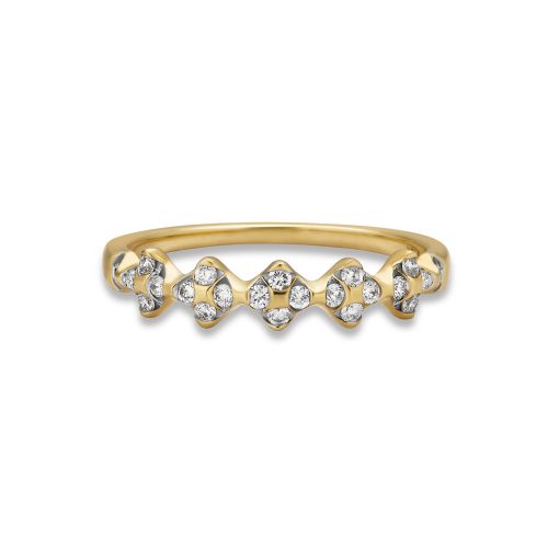 Stone and Strand 10K Yellow Gold Diamond Flowers Ring Front Image