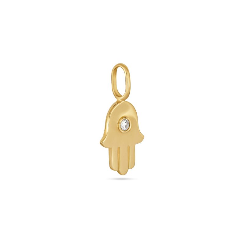 DIAMOND HAMSA CHARM SIDE