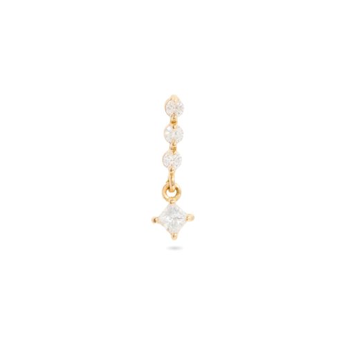 Stone and Strand 10K Yellow Gold Teeny Diamond Line Princess Earrings Front Single Image