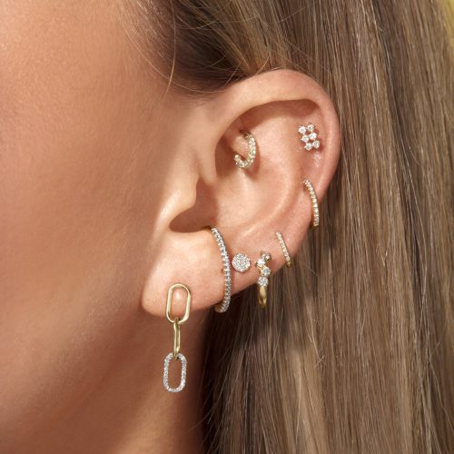 DIAMOND LINKED UP EARRINGS FULL LOOK 2