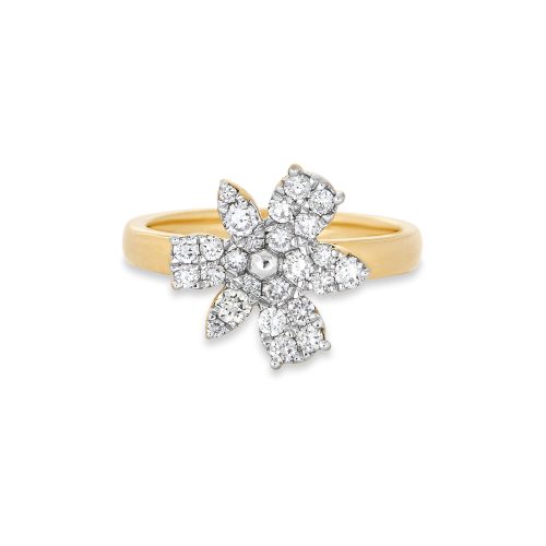 Stone and Strand 14K Yellow Gold Diamond Magnolia Ring Front Image