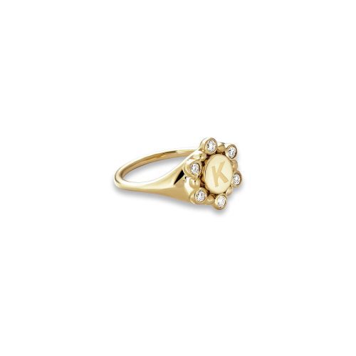 DIAMOND ORBIT PINKY SIGNET RING SIDE