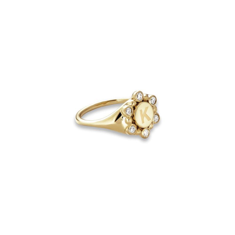 DIAMOND ORBIT PINKY SIGNET RING SIDE