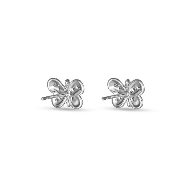 DIAMOND PUFF BUTTERFLY STUDS REAR