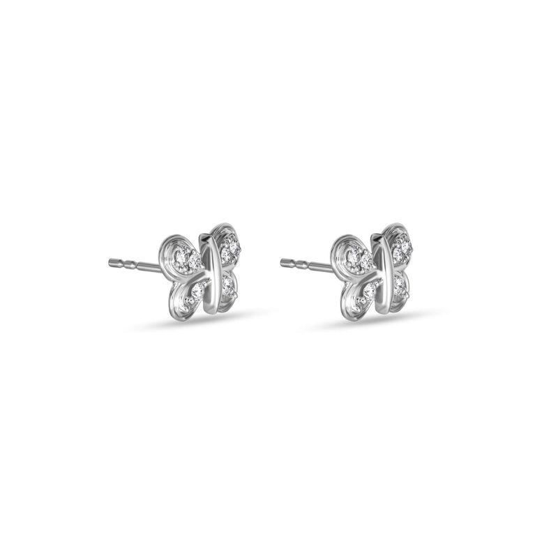 DIAMOND PUFF BUTTERFLY STUDS SIDE