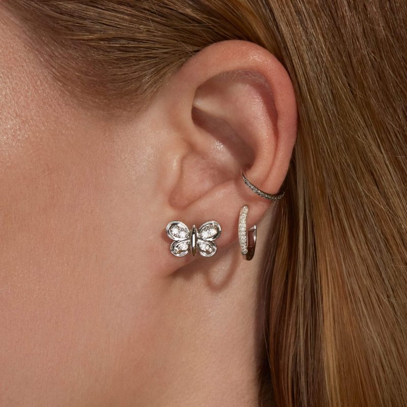 DIAMOND PUFF BUTTERFLY STUDS WEAR IT WITH