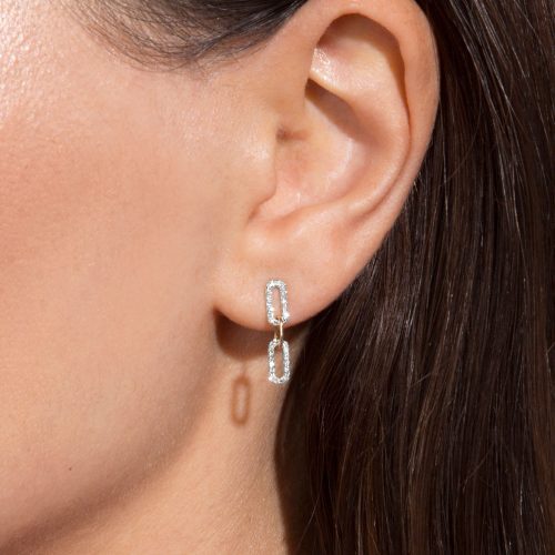 DIAMOND SPARKLE CHAIN EARRINGS ON BODY