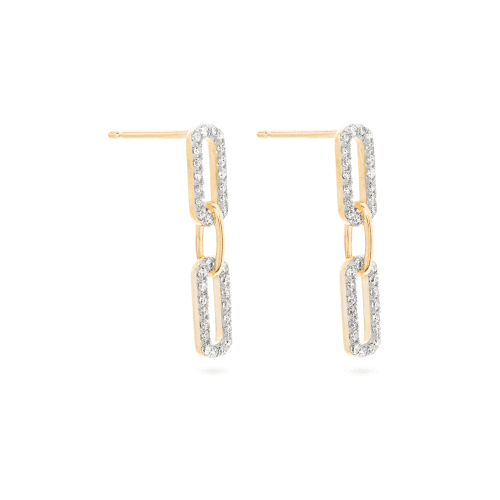 DIAMOND SPARKLE CHAIN EARRINGS SIDE