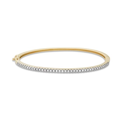 Stone and Strand 14K Yellow Gold Diamond Stroke Tennis Bangle Front Image