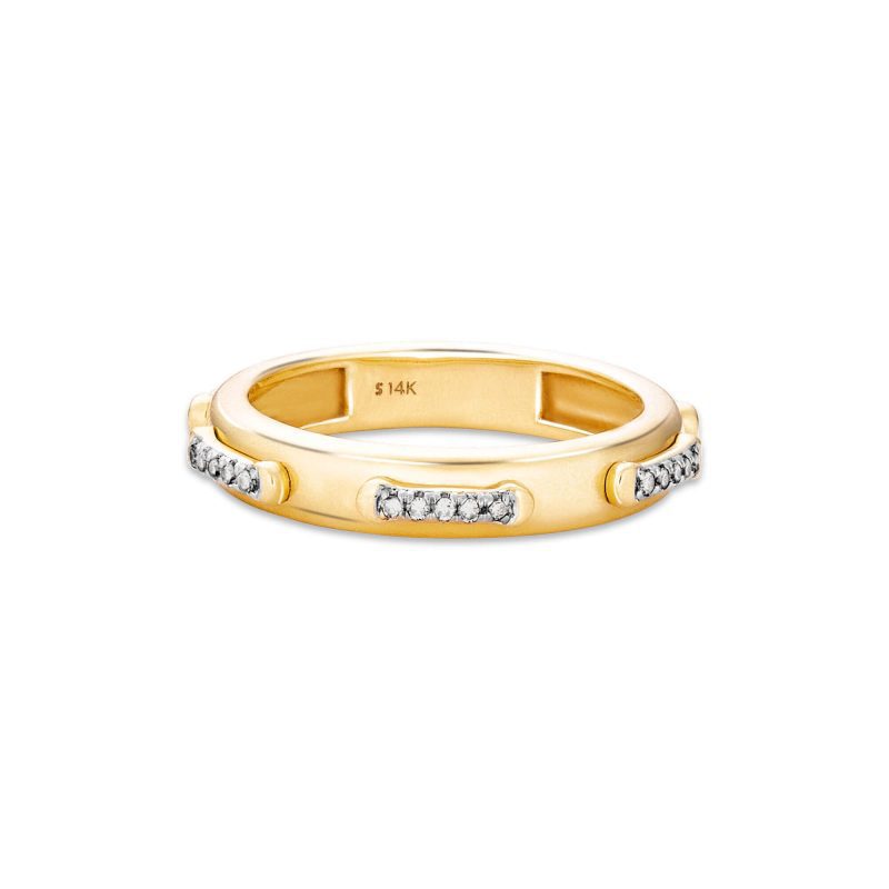 Stone and Strand 14K Yellow Gold Diamond Top Stitch Band Front Image