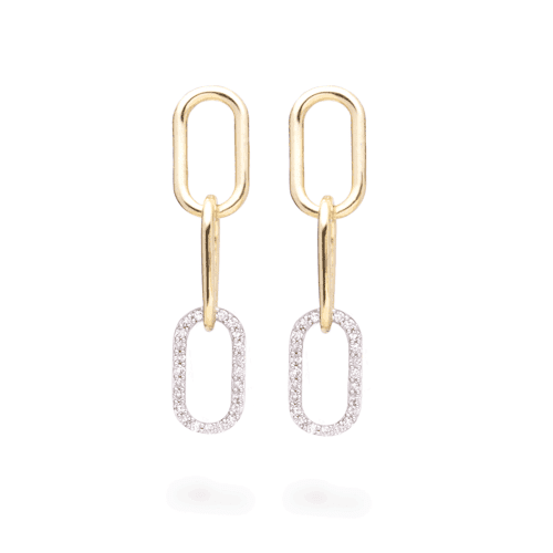 Stone and Strand 10K Yellow Gold Small Diamond Linked Up Earrings Front Image