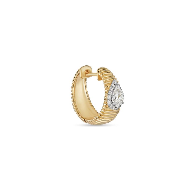 Stone and Strand 14K Yellow Gold Disco Pear Huggies Side Single Image