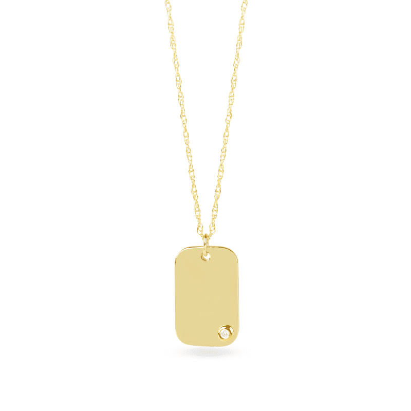 Dog Tag with Teeny Diamond Pendant