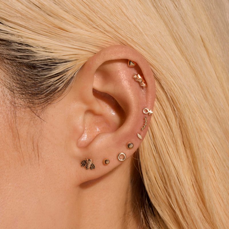 DOMED BUTTON PIERCING EARRING FULL LOOK