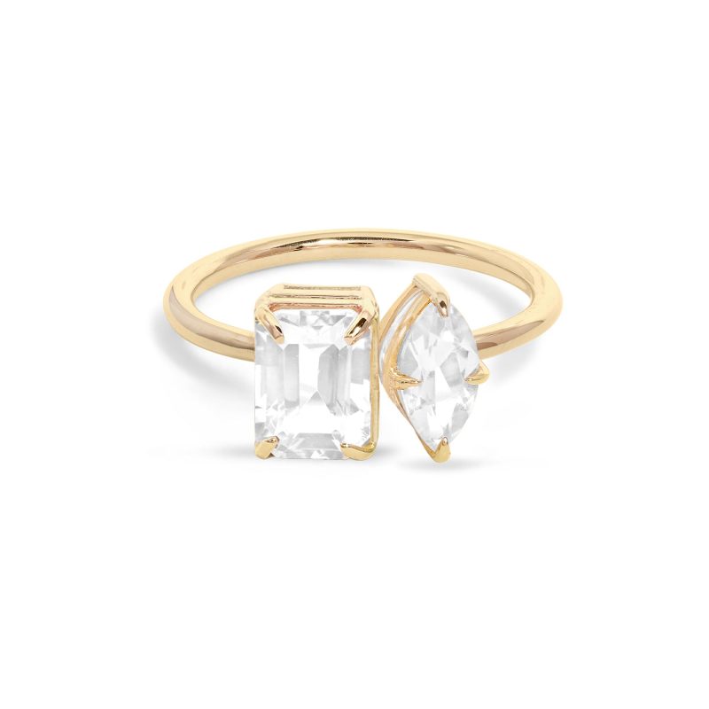 Stone and Strand 10K Yellow Gold Double Date Toi Et Moi Topaz Ring Front Image