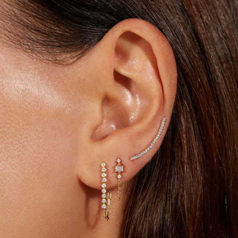 DROP SHOT FRONT TO BACK DIAMOND EARRING WEAR IT WITH