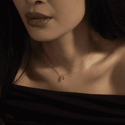 Dainty Little Lock Necklace On Body