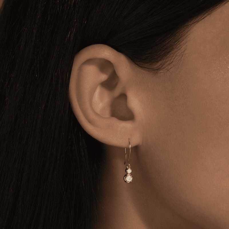 Diamond Duo Bonbon Drop Earrings On Body