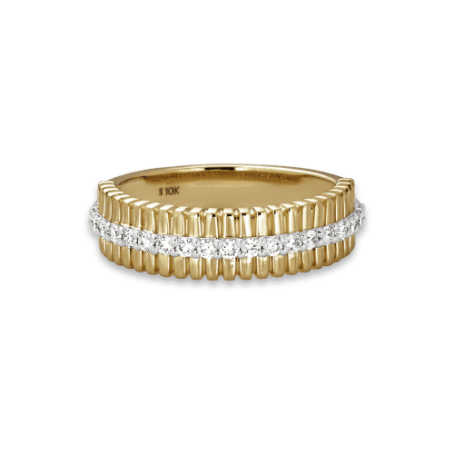 Stone and Strand 10K Yellow Gold Diamond Pirouette Band Front Image